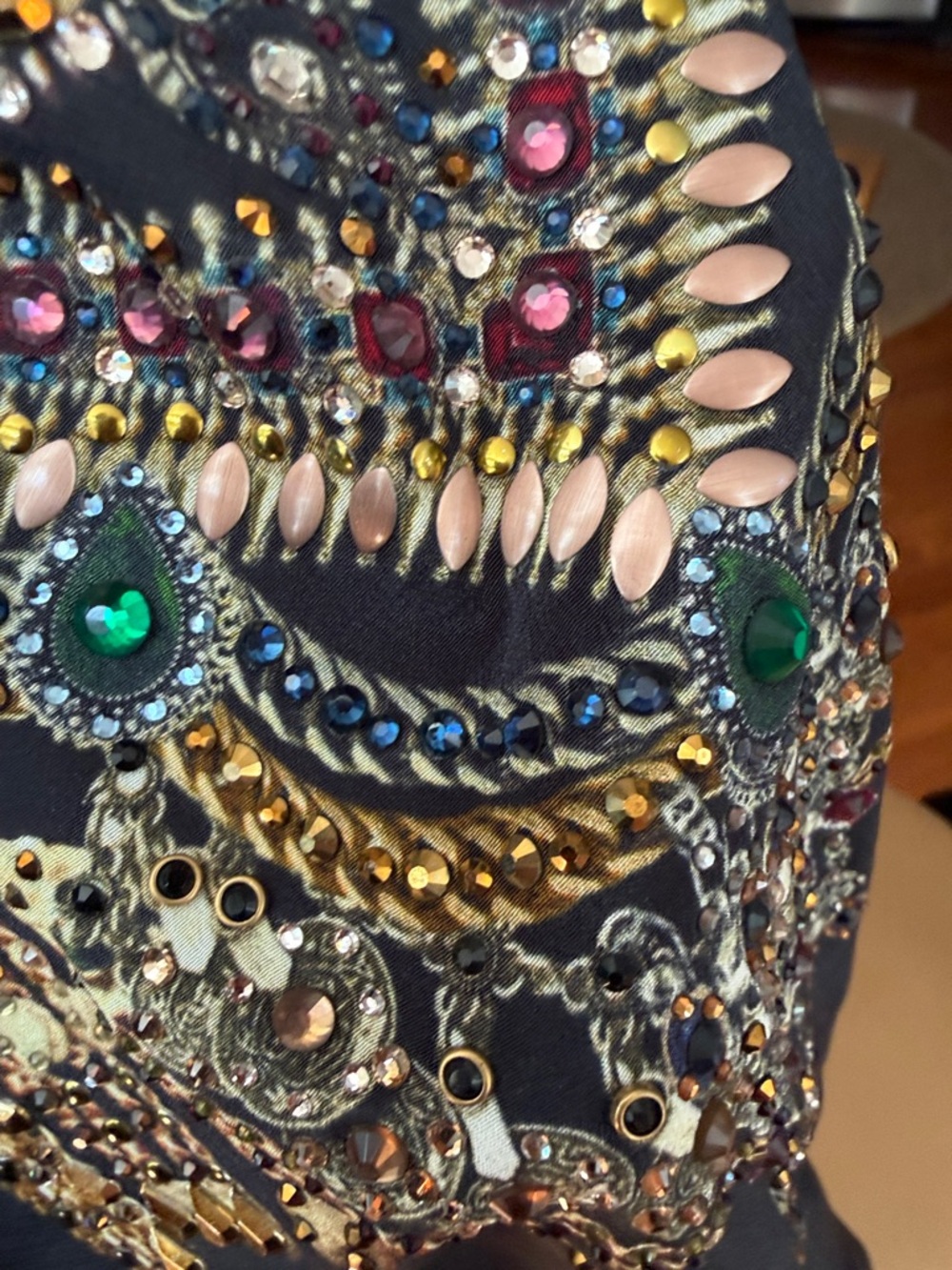 Camilla Black and Gold Silk Embellished Swim Coverup - Picture 6 of 16